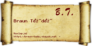 Braun Tádé névjegykártya